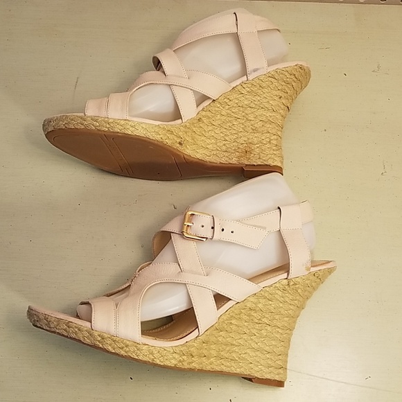 NINE WEST TAN LEATHER WEDGES - Picture 3 of 6